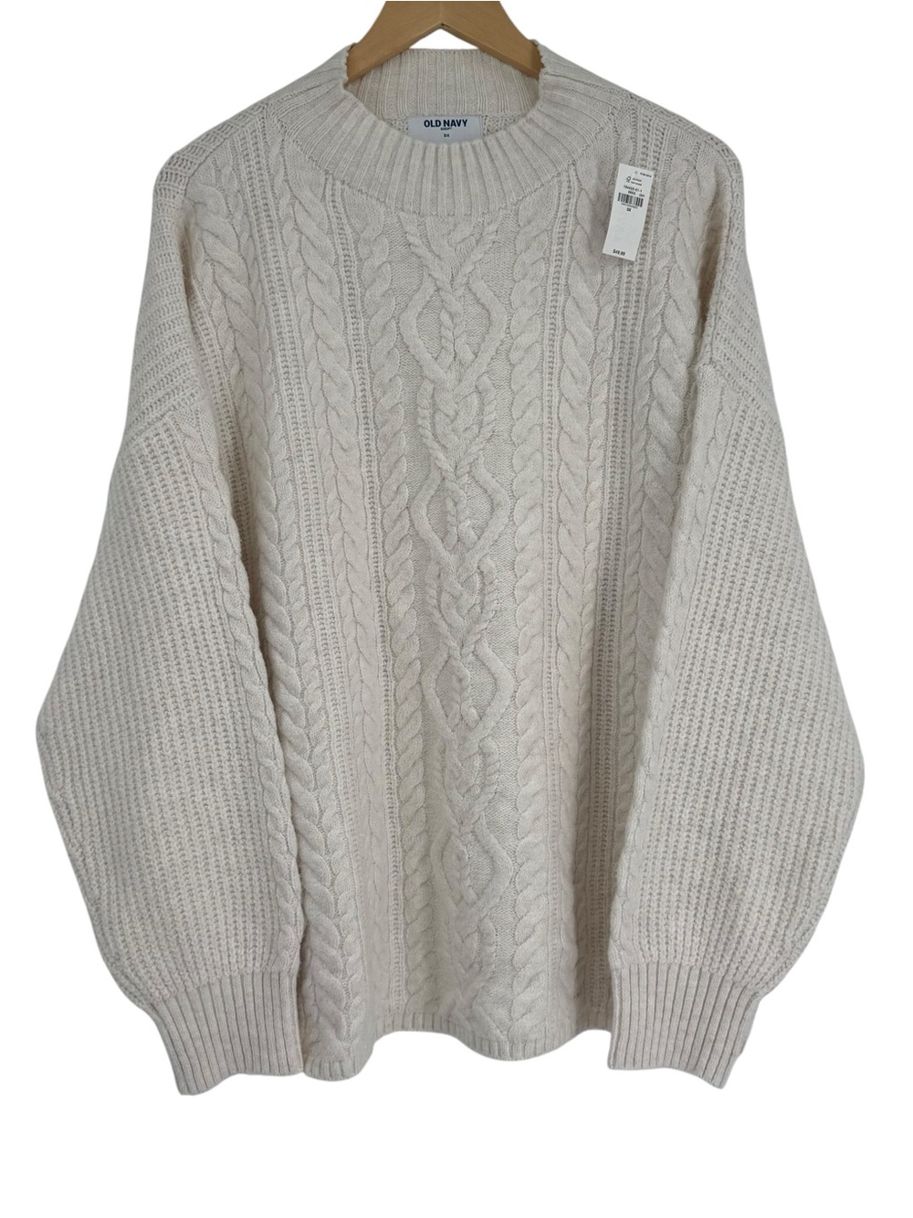 Old Navy NWT Sosoft Women Size 3X Cream Beige Cable Knit Sweater  Mock Neck